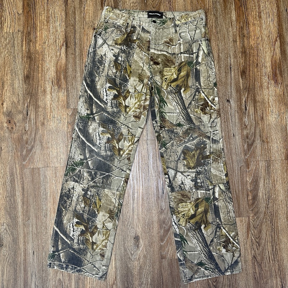 RealTree Jeans Mens Green Brown Camo Hunting Hiking Cotton Denim Outdoors 34x34